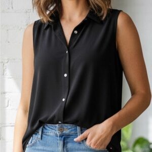 Tommy Hilfiger Black Sleeveless Casual Blouse Large